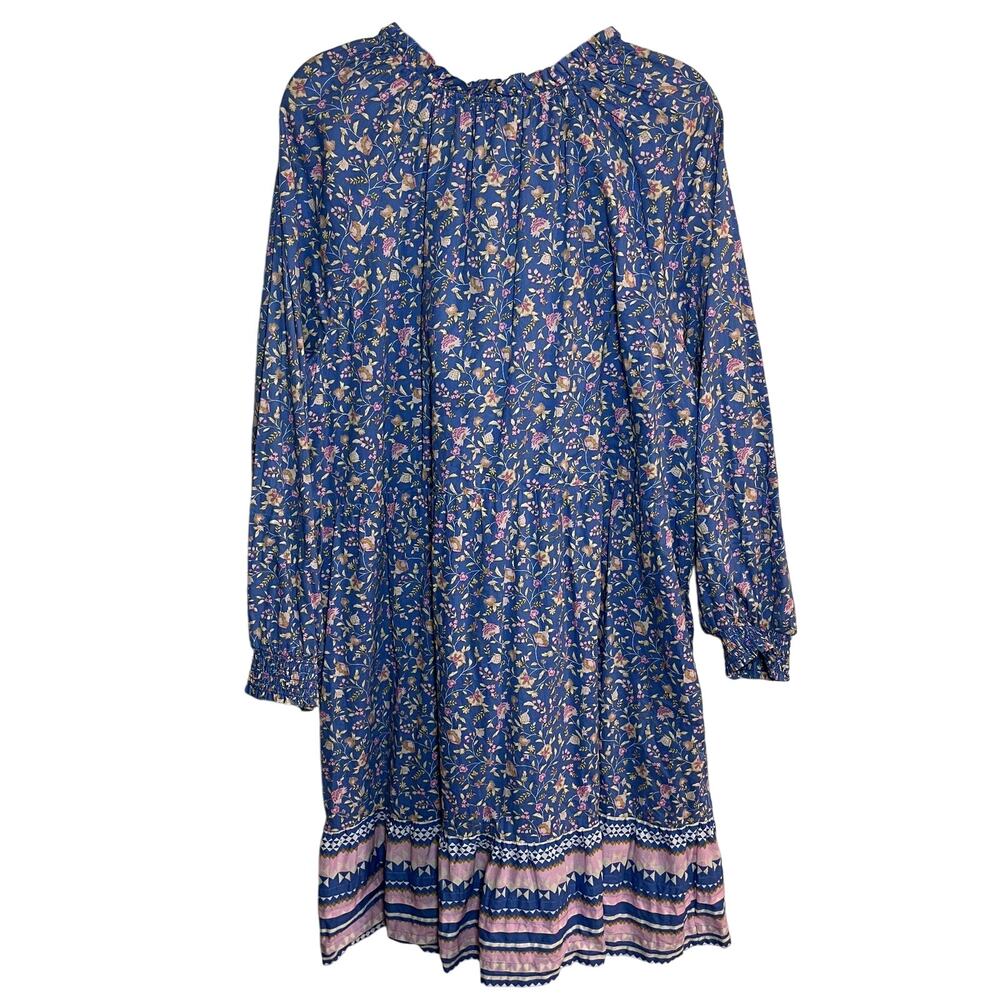Wonderly Peasant Midi Dress Blue Floral Size 2X Cottage Boho Romantic XXL Ruffle - Picture 3 of 10